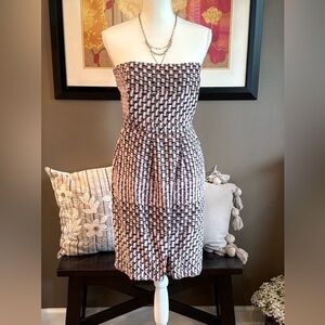 BANANA REPUBLIC Silk Pink Black Green Strapless Dress Size 12